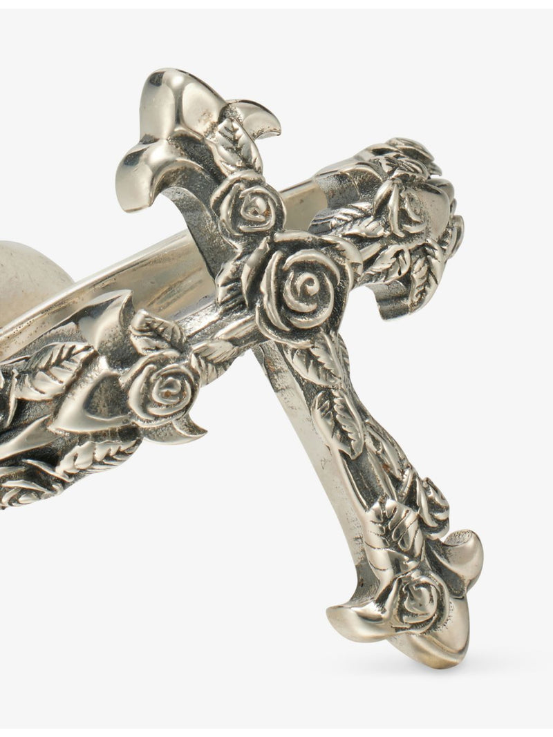 Emanuele Bicocchi rose cross sterling silver ring, imported from the UK