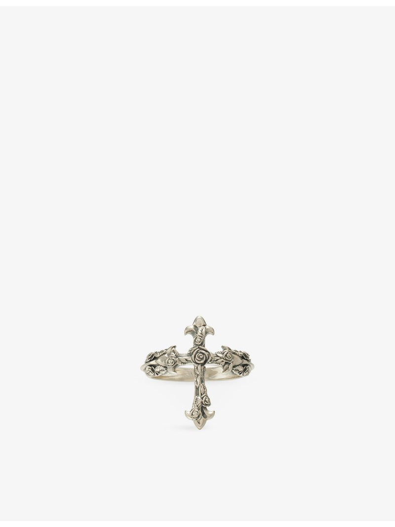 Emanuele Bicocchi rose cross sterling silver ring, imported from the UK