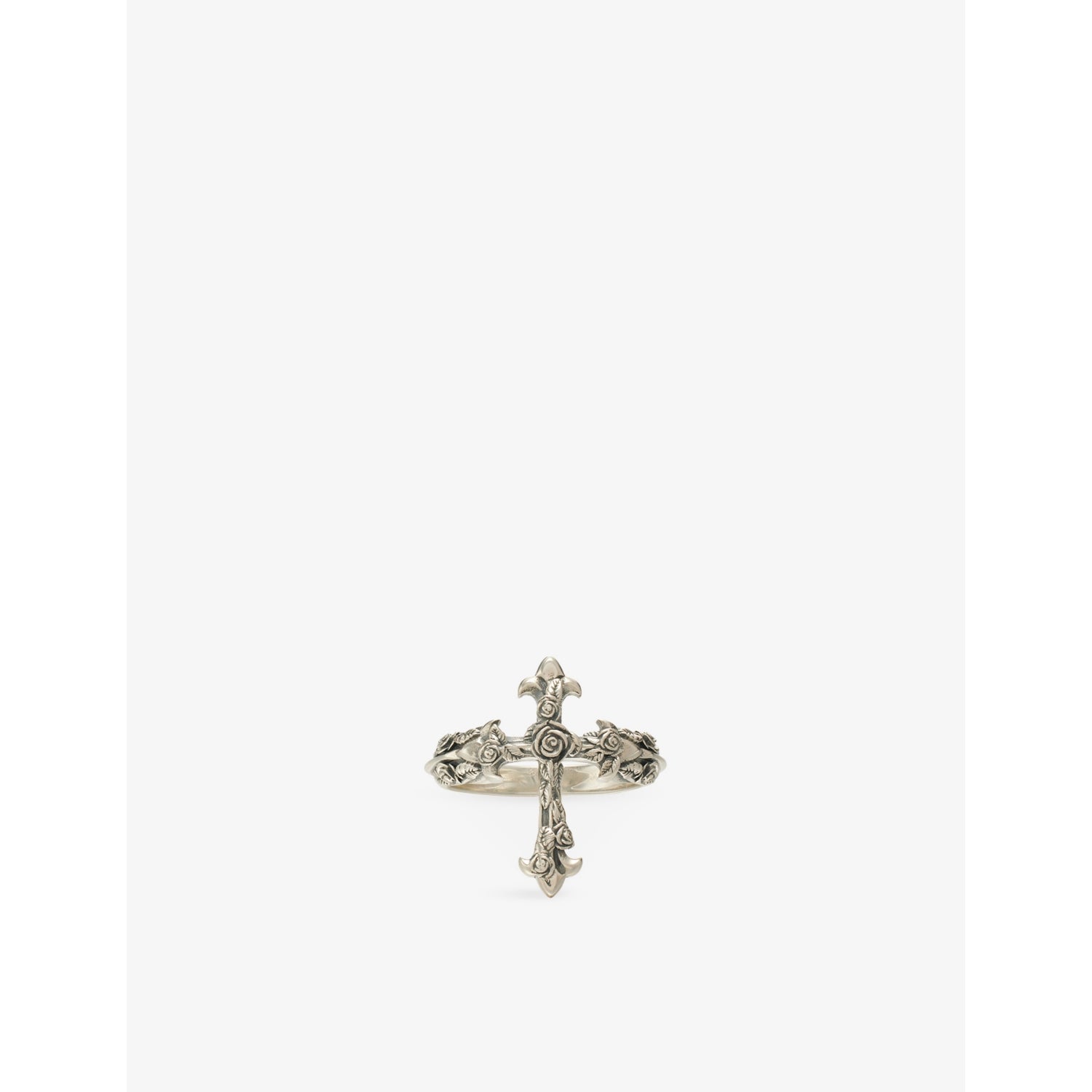 Rose Cross Sterling Silver Ring - S/T