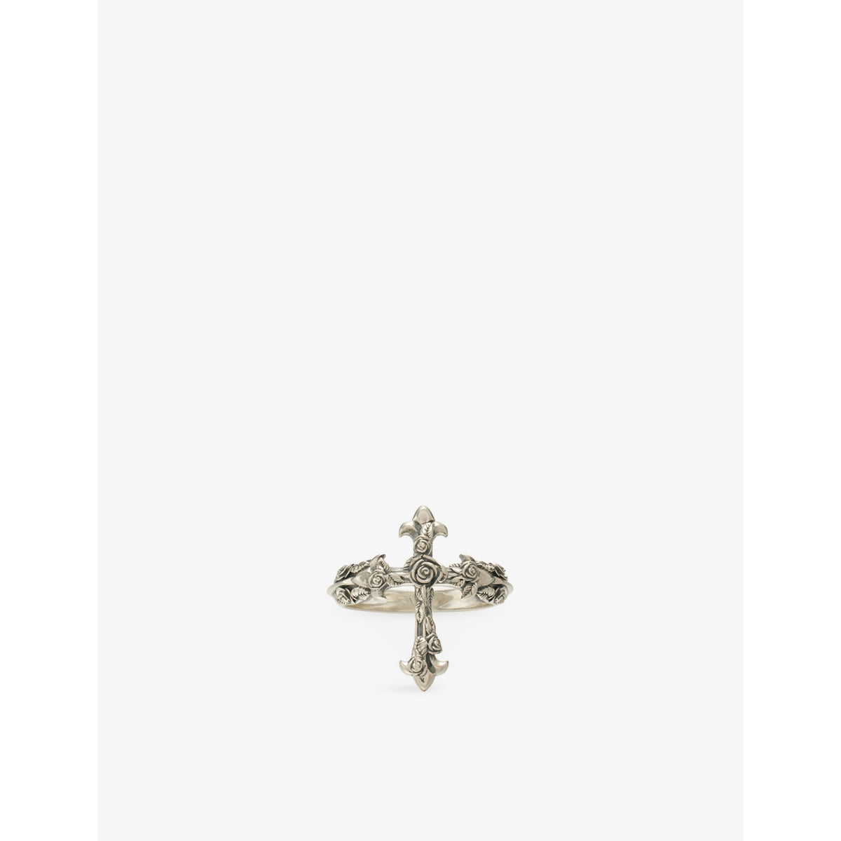 Rose Cross Sterling Silver Ring - S/T