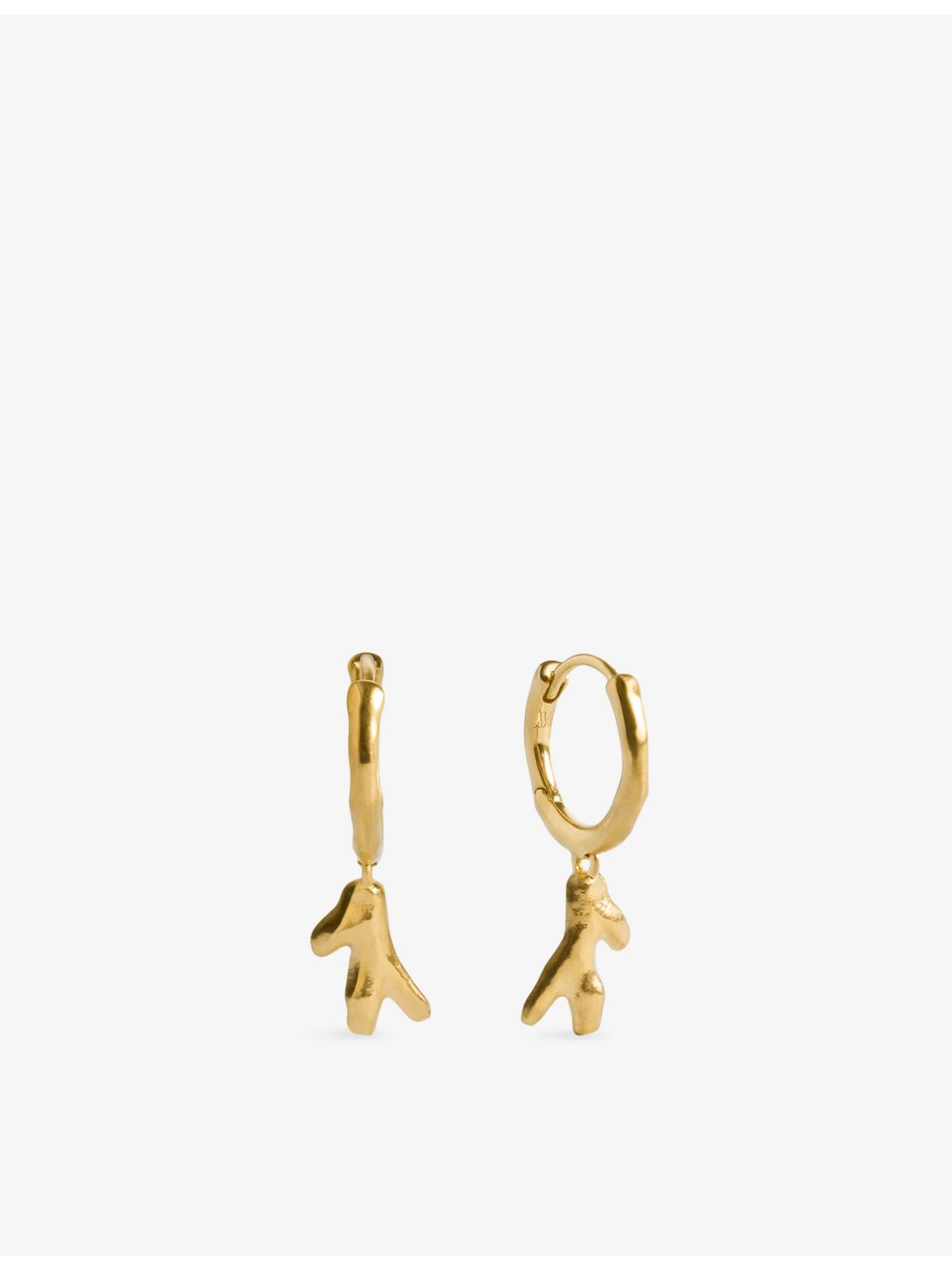 Monica Vinader huggie earrings coral charm 18ct yellow gold plated (British brand)