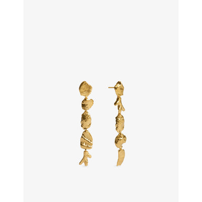 selfridges Monica Vinader Fragments Asymmetric 18ct Yellow Gold-Plated Vermeil Sterling-Silver Drop Earrings- Buy online at McGrocer