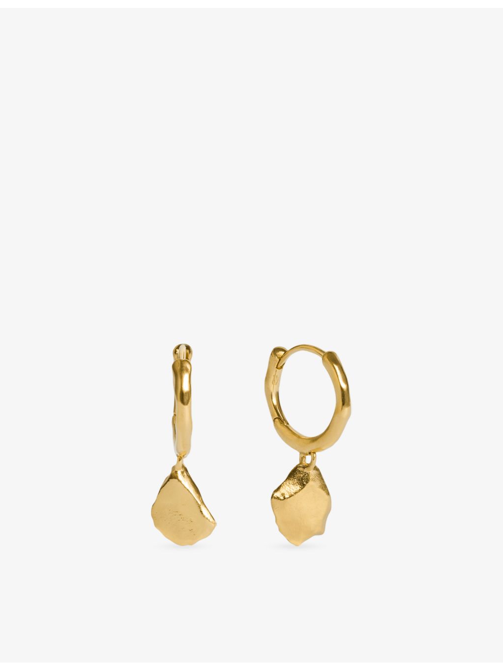 Monica Vinader vermeil sterling silver huggie earrings asymmetric charm, UK version