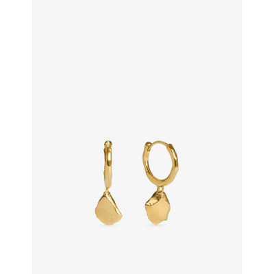 selfridges Monica Vinader Fragments Asymmetric 18ct Yellow Gold-Plated Vermeil Sterling-Silver Huggie Earrings- Buy online at McGrocer