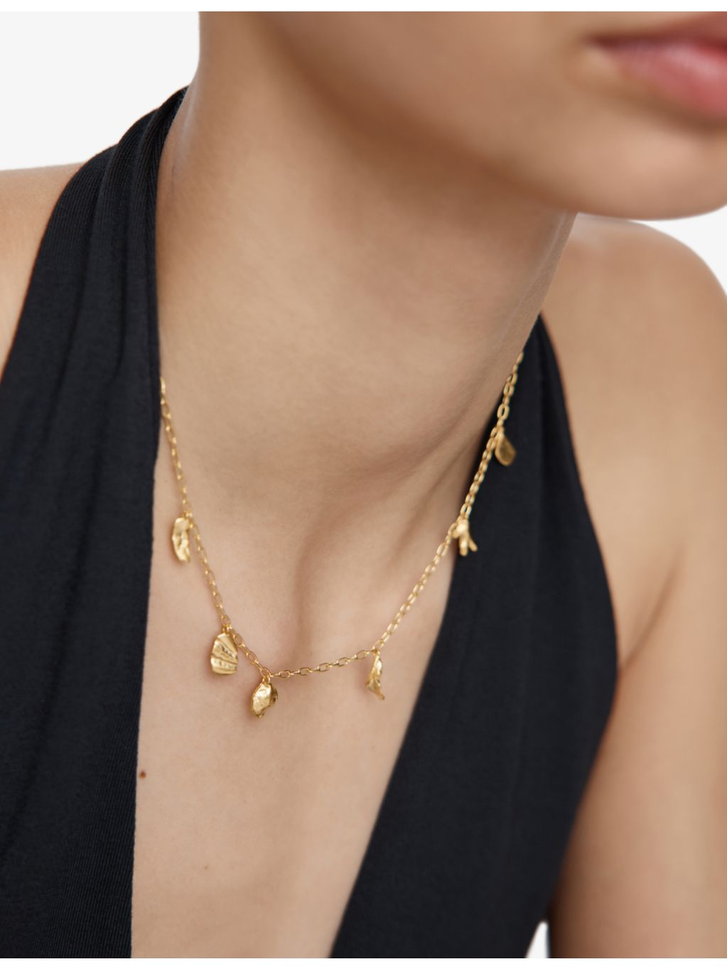 Monica Vinader asymmetric vermeil chain necklace 40-45cm, imported from the UK