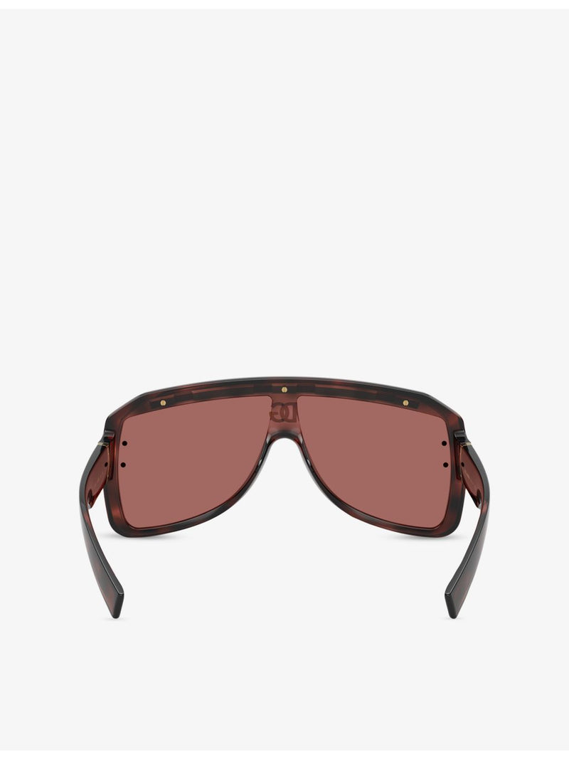 Dolce & Gabbana DG6205 shield-frame acetate sunglasses in tortoiseshell (British brand)
