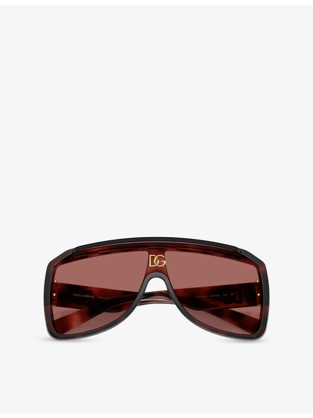 Dolce & Gabbana DG6205 shield-frame acetate sunglasses in tortoiseshell (British brand)