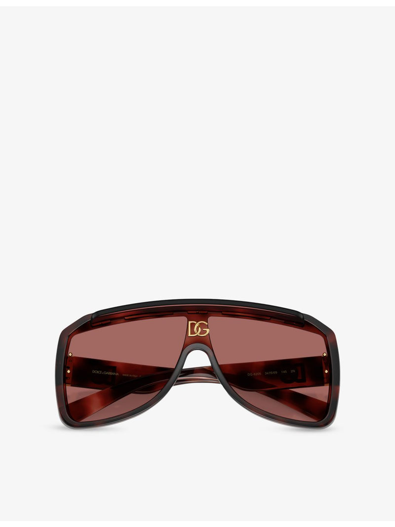 Dolce & Gabbana DG6205 shield-frame acetate sunglasses in tortoiseshell (British brand)