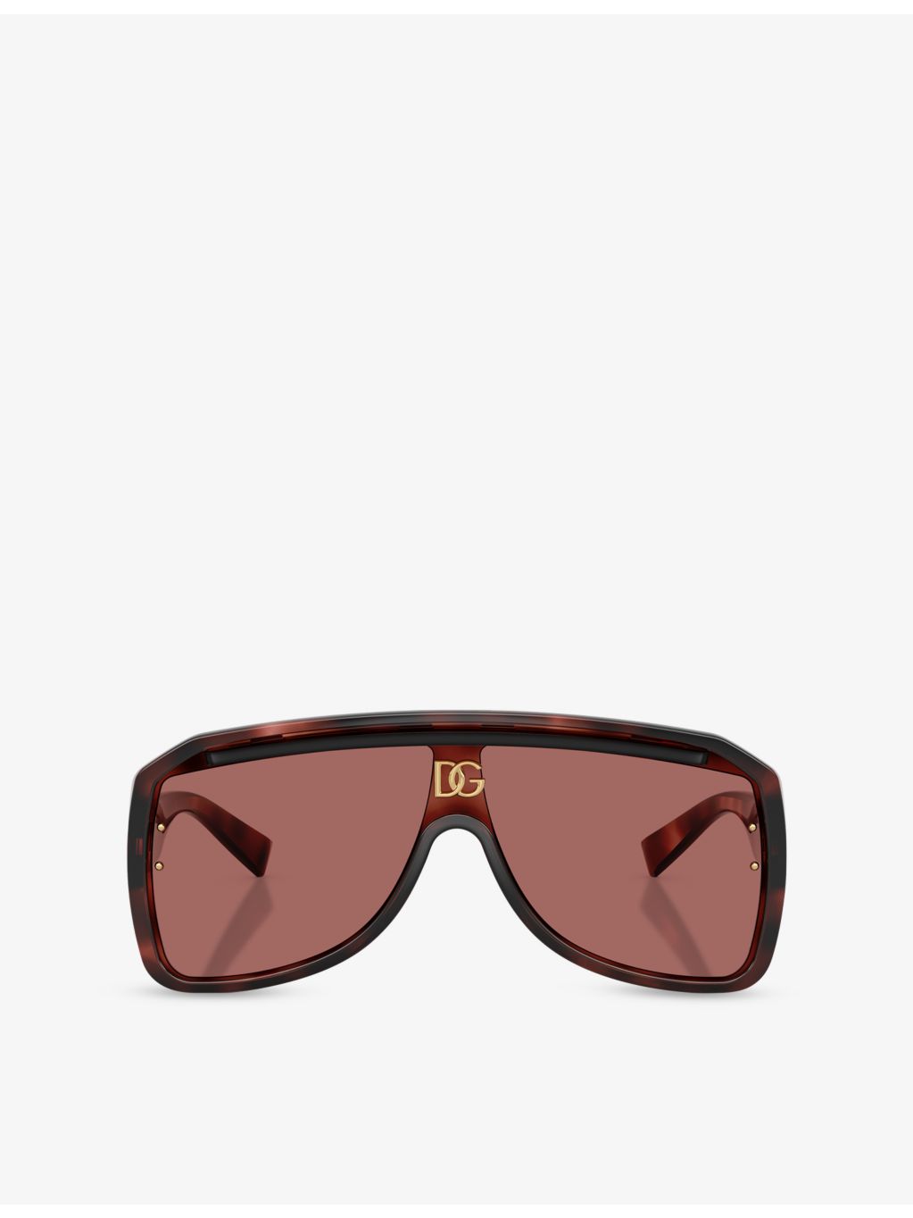 Dolce & Gabbana DG6205 shield-frame acetate sunglasses in tortoiseshell (British brand)