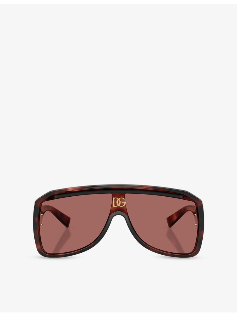 Dolce & Gabbana DG6205 shield-frame acetate sunglasses in tortoiseshell (British brand)