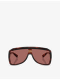 Dolce & Gabbana DG6205 shield-frame acetate sunglasses in tortoiseshell (British brand)