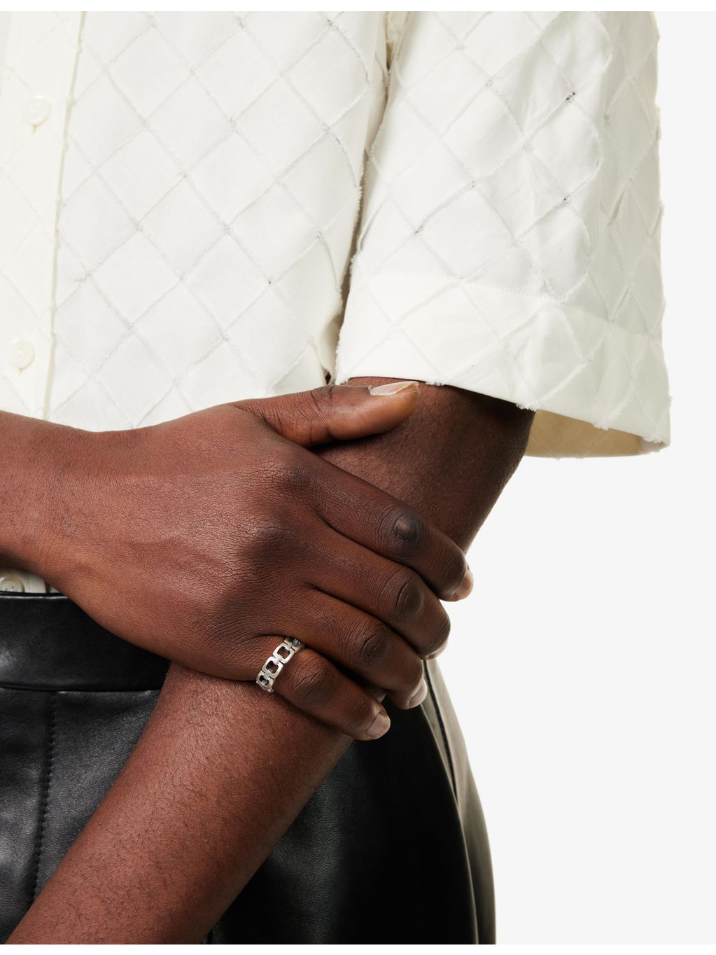 Serge Denimes sterling-silver ring with linked band, imported from the UK
