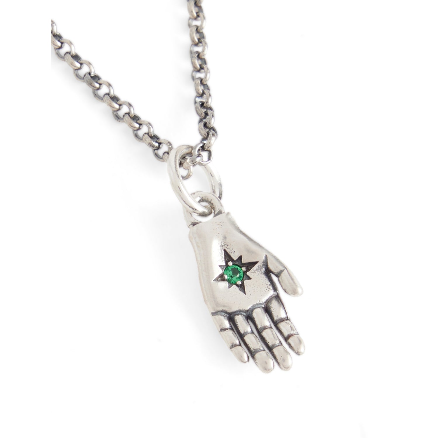 Serge DeNimes sterling silver pendant necklace with green cubic zirconia - British product