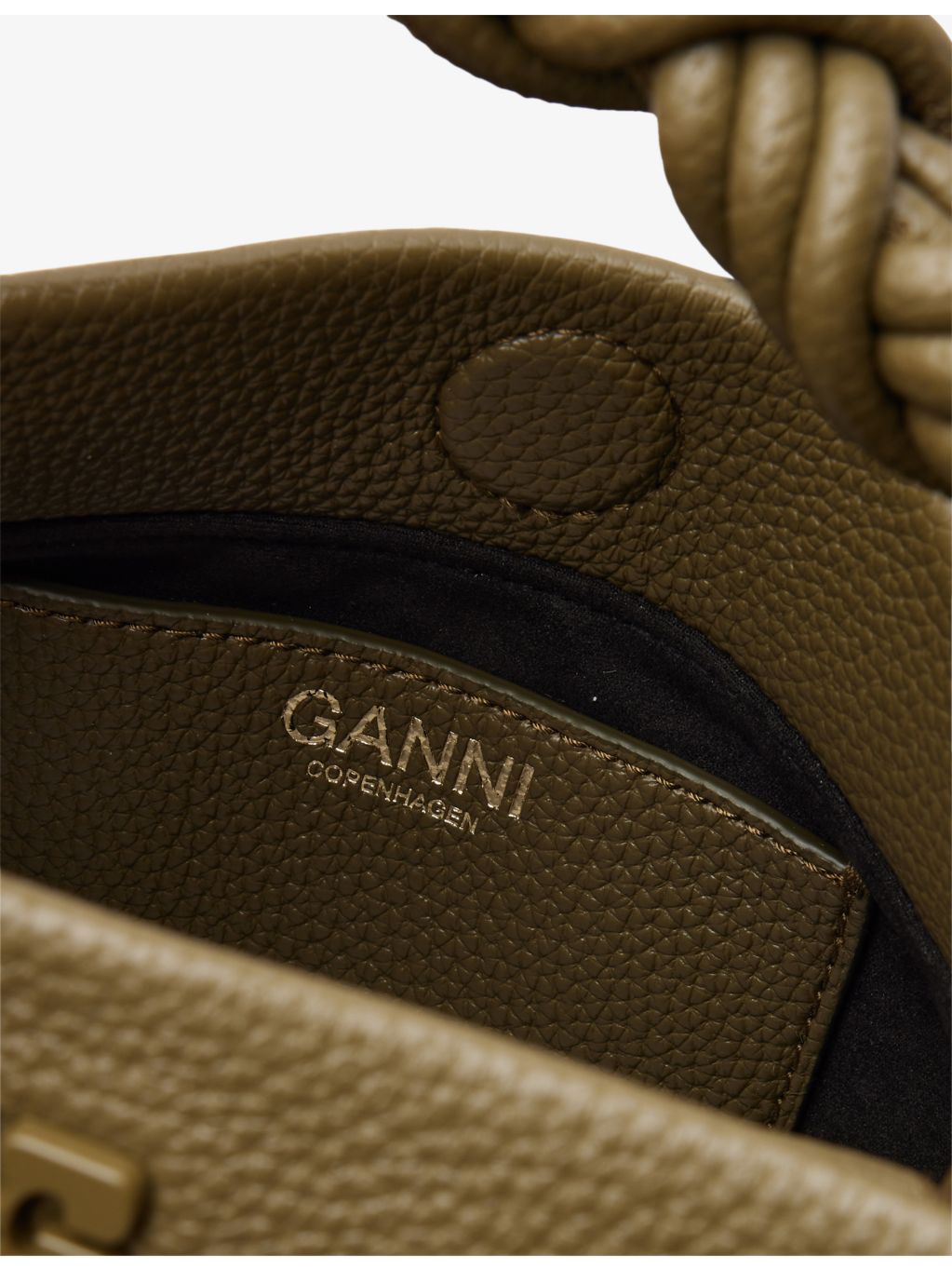 GANNI Bou Bag grained vegan leather top-handle bag, imported from the UK
