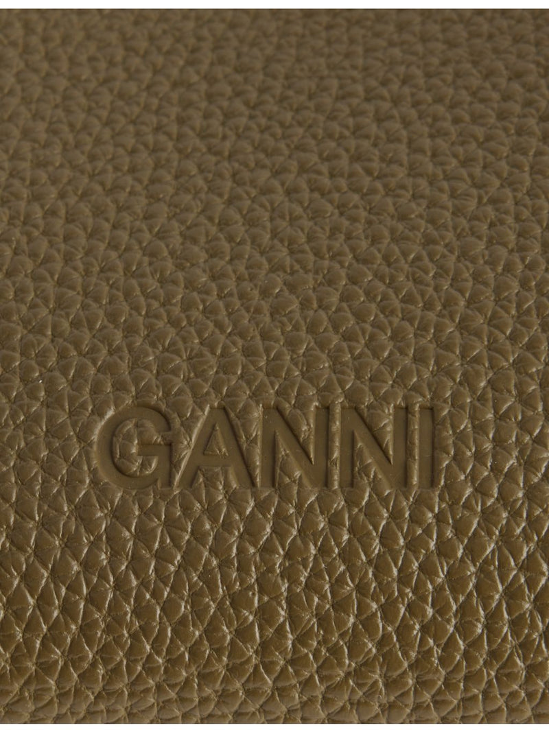 GANNI Bou Bag grained vegan leather top-handle bag, imported from the UK