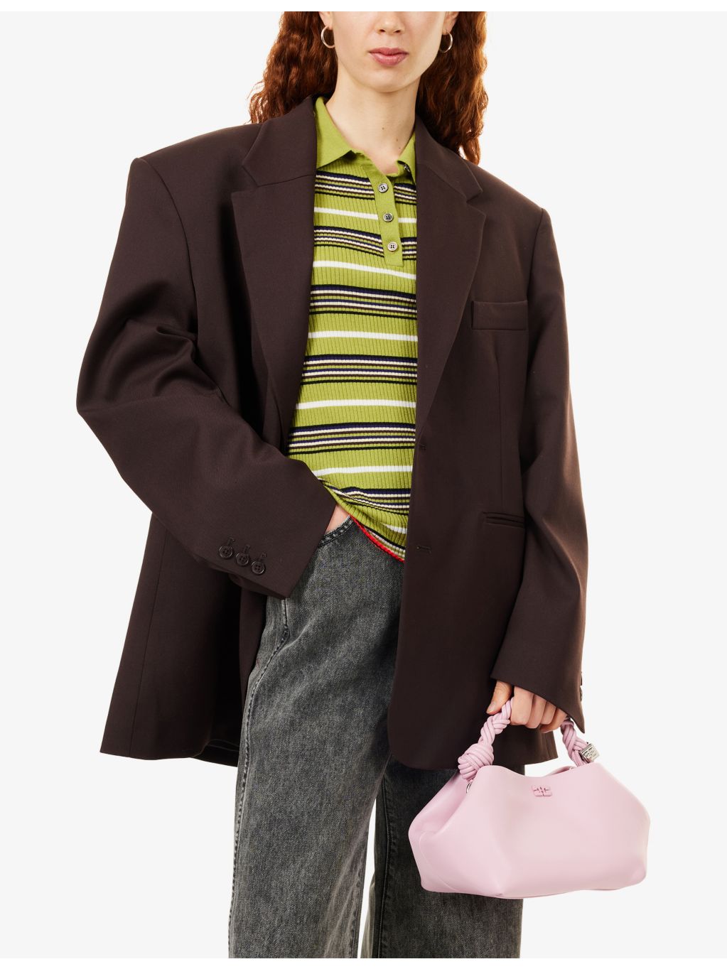 GANNI small faux-leather top-handle bag - British product