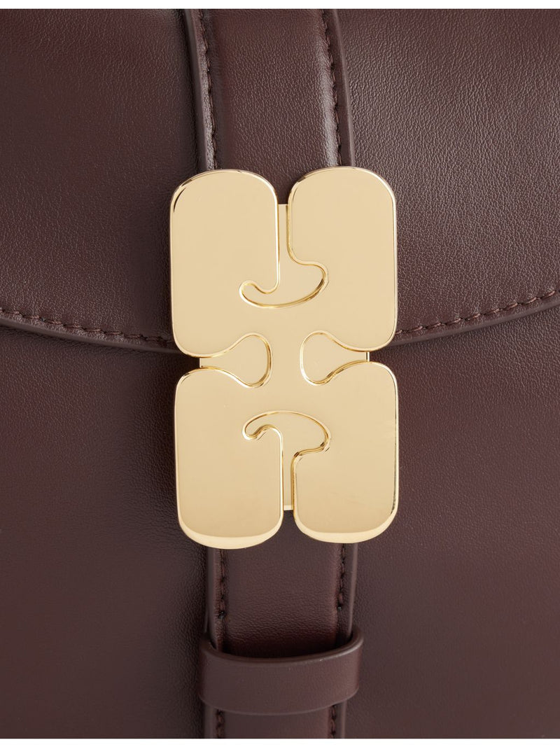 GANNI B-Kat leather shoulder bag with curved shape (British brand)