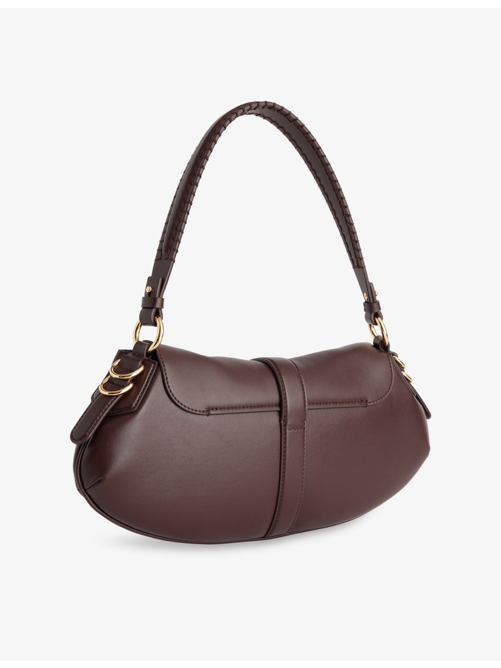 GANNI B-Kat leather shoulder bag with curved shape (British brand)
