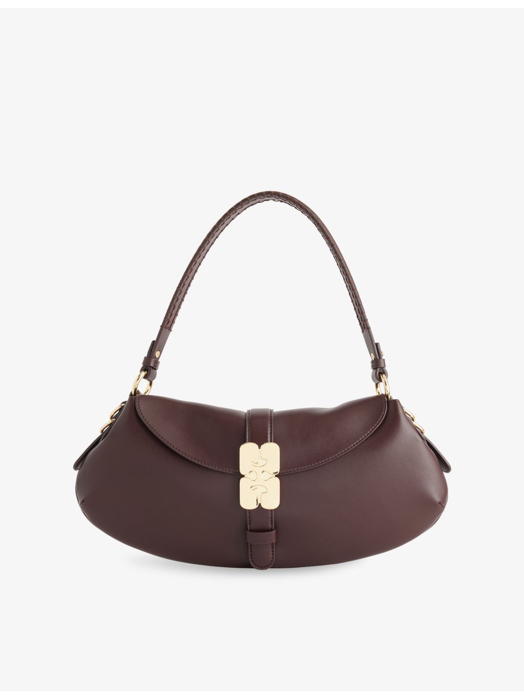 GANNI B-Kat leather shoulder bag with curved shape (British brand)
