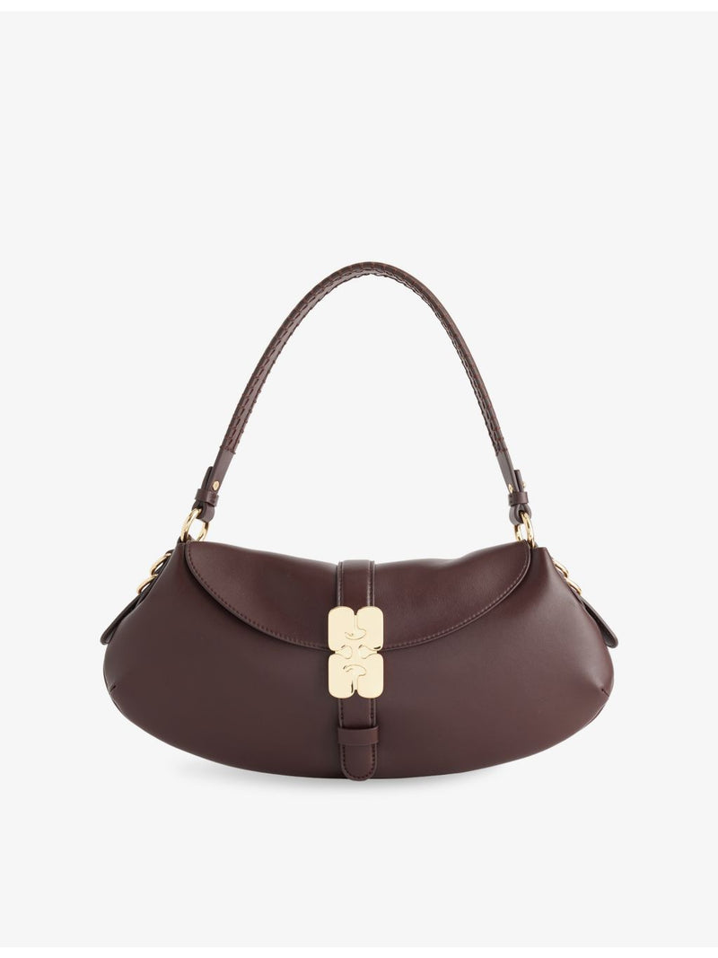 GANNI B-Kat leather shoulder bag with curved shape (British brand)