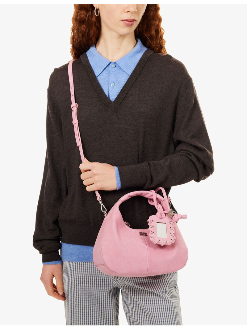 GANNI mini suede hobo bag with detachable strap, UK version