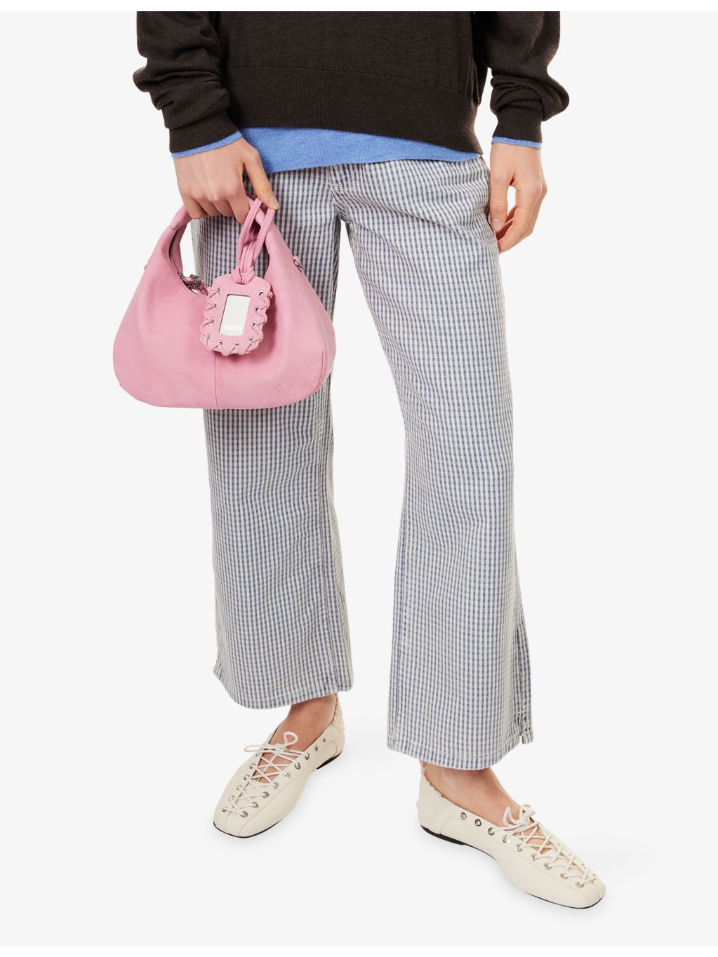 GANNI mini suede hobo bag with detachable strap, UK version