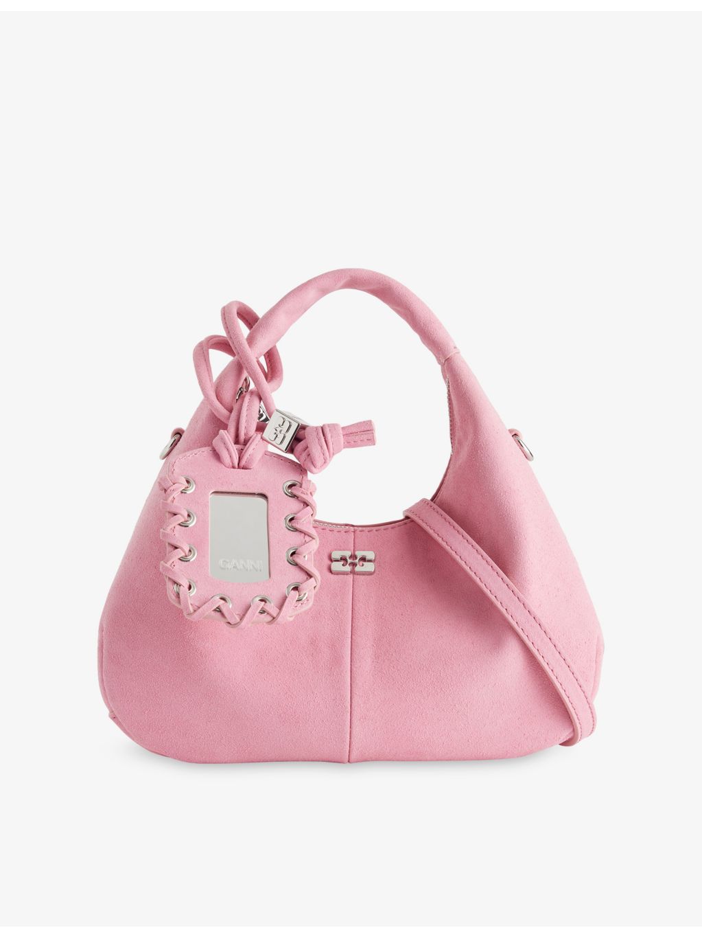 GANNI mini suede hobo bag with detachable strap, UK version