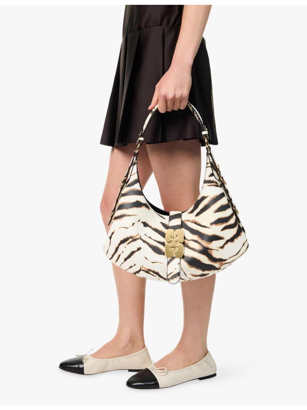 GANNI Kat Zebra small faux-leather shoulder bag - British product