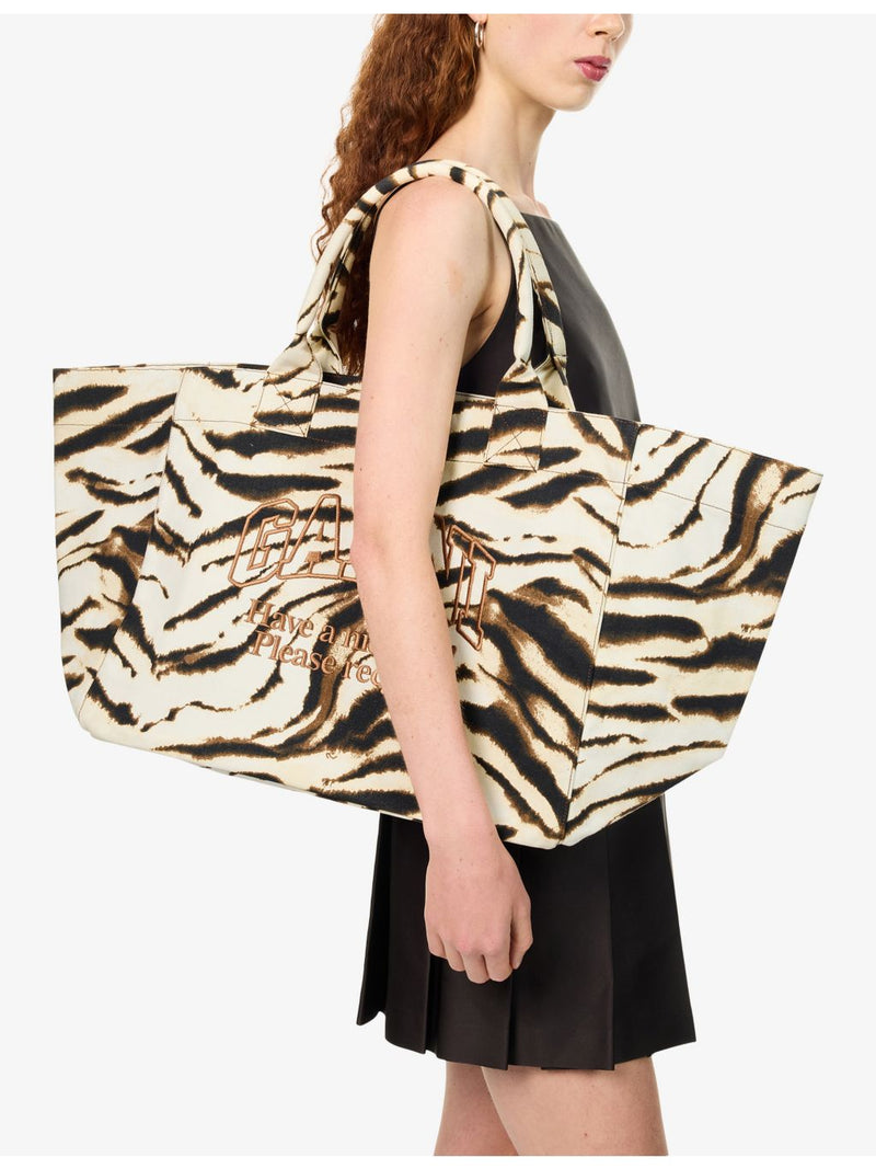 Ganni zebra print cotton shopper tote bag XXL (British brand)