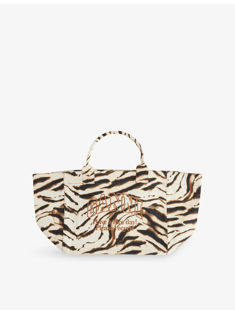 Ganni zebra print cotton shopper tote bag XXL (British brand)
