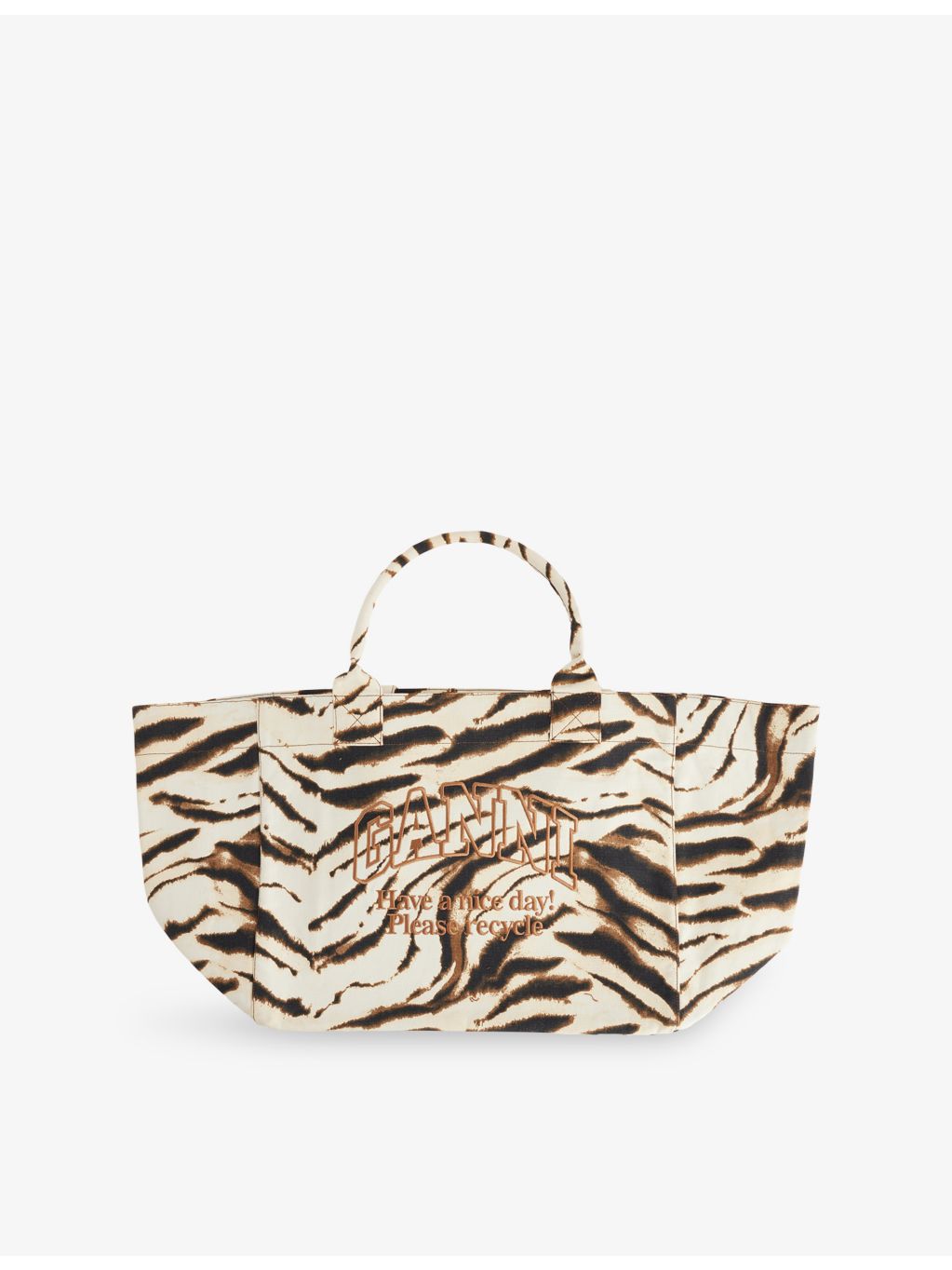 Ganni zebra print cotton shopper tote bag XXL (British brand)
