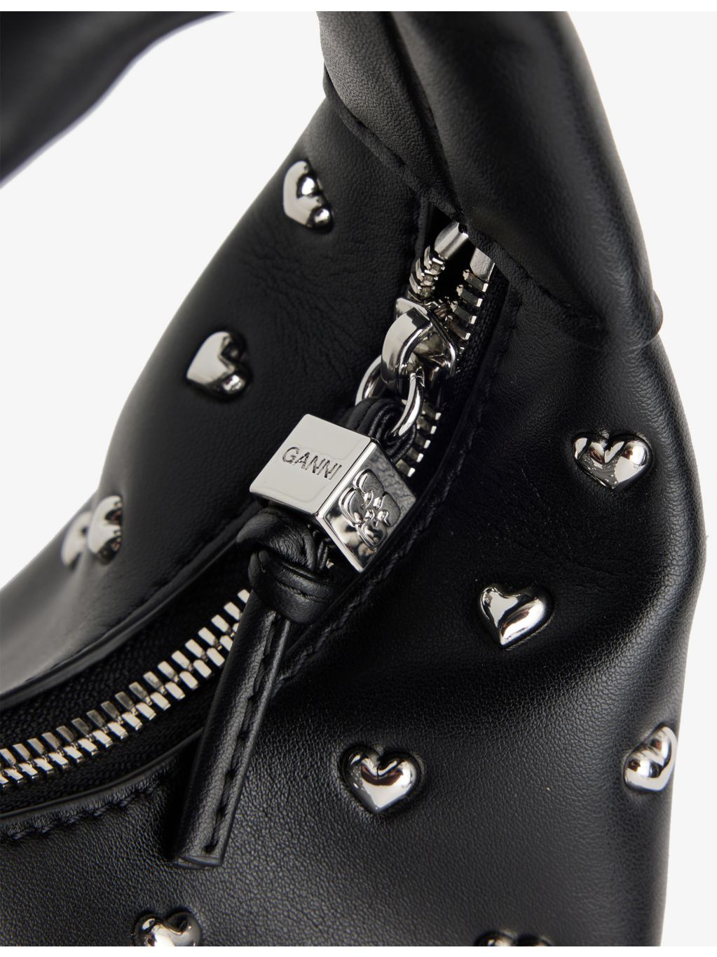 GANNI mini leather hobo bag with heart embellishment - British product