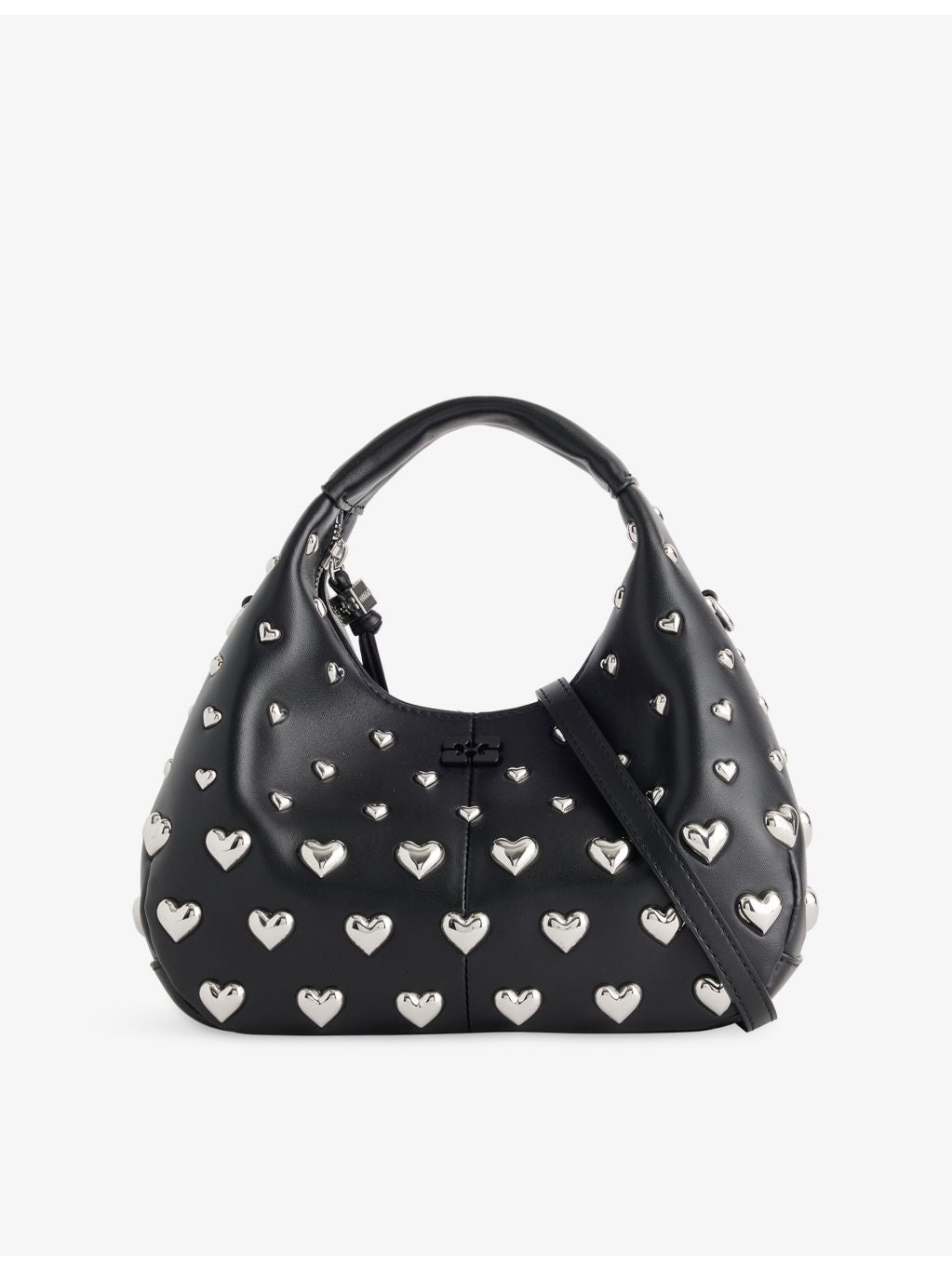 GANNI mini leather hobo bag with heart embellishment - British product