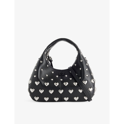 selfridges GANNI Mini Heart Leather Hobo Bag- Buy online at McGrocer