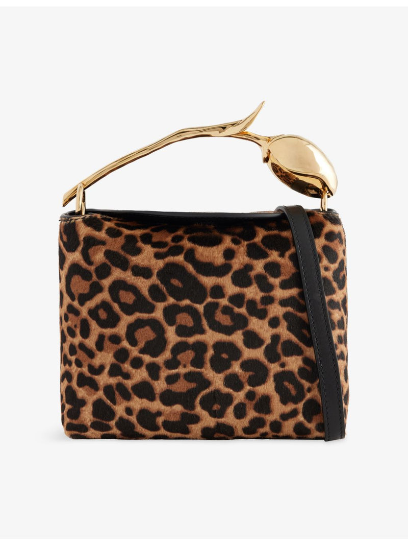 Erdem Mini Bloom leopard-print pony hair top-handle bag, UK version