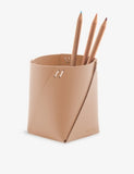 vacavaliente folded leather pencil holder with contrast stitching - British product