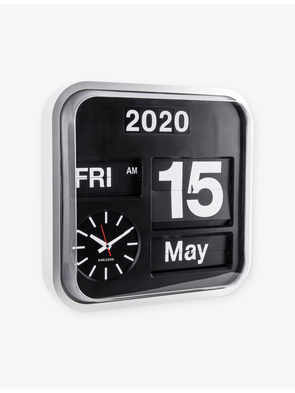 Karlsson Big Flip wall clock in silver (British brand)