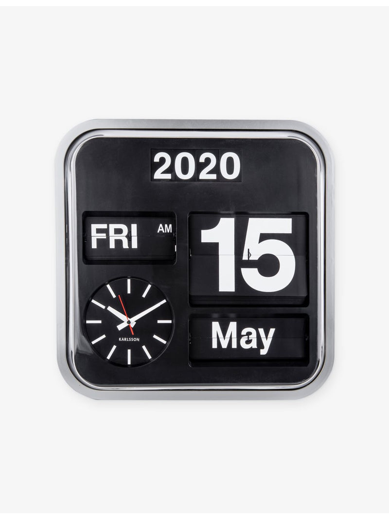 Karlsson Big Flip wall clock in silver (British brand)