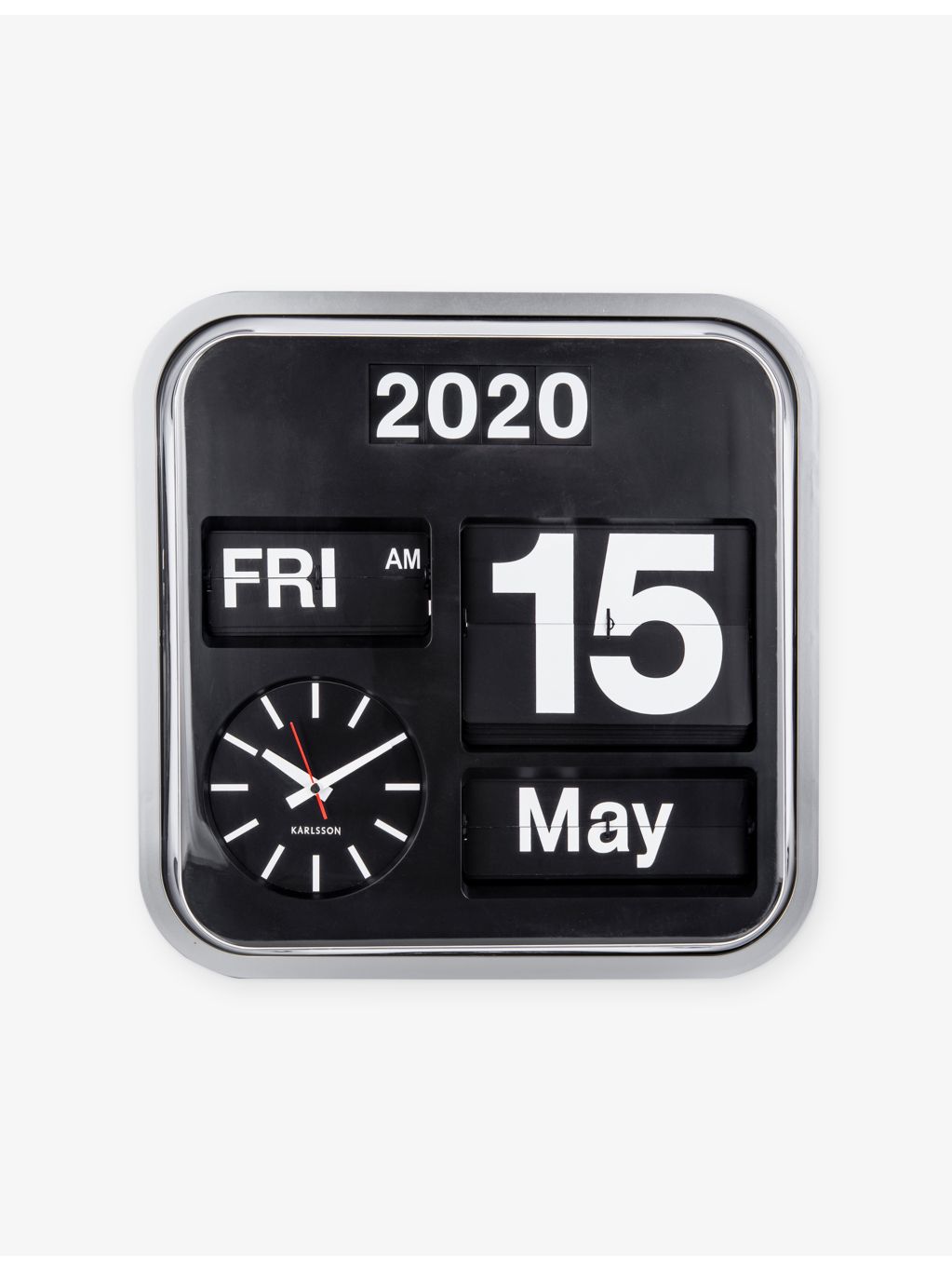 Karlsson Big Flip wall clock in silver (British brand)