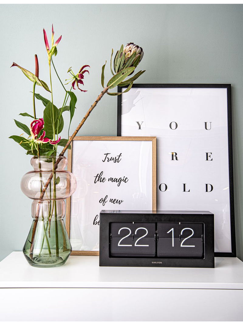 Karlsson Boxed Flip XL table clock in matt black - British product