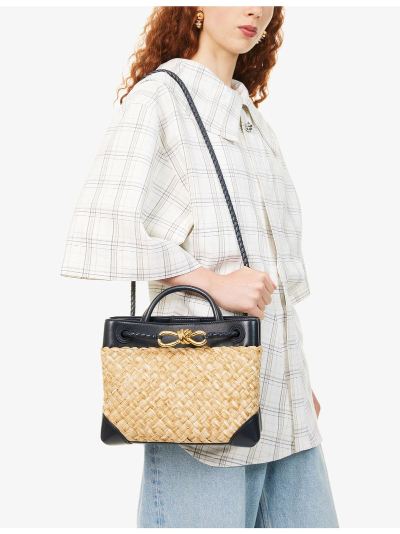 Bottega Veneta raffia leather top-handle bag - British product