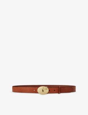 Round-Buckle Leather Belt - XS