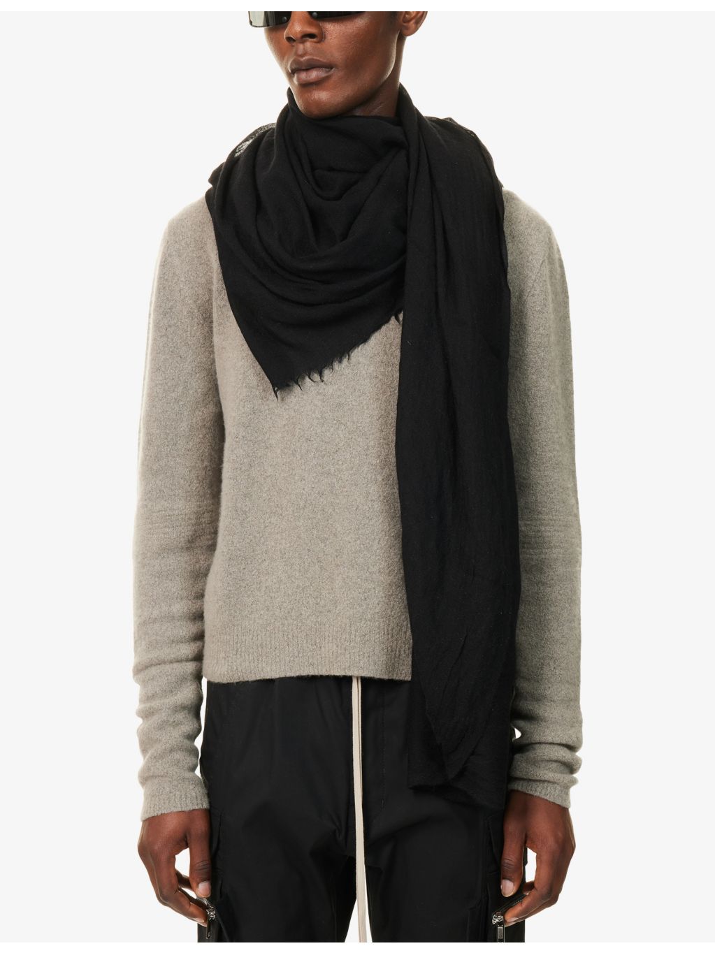 Rick Owens Emily scarf wool silk cashmere 140x200cm - British product