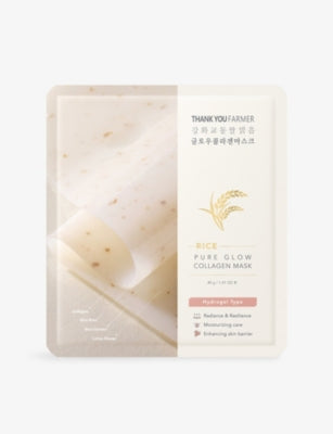 Thank You Farmer Rice Pure Glow Collagen mask, 4 pack (British brand)