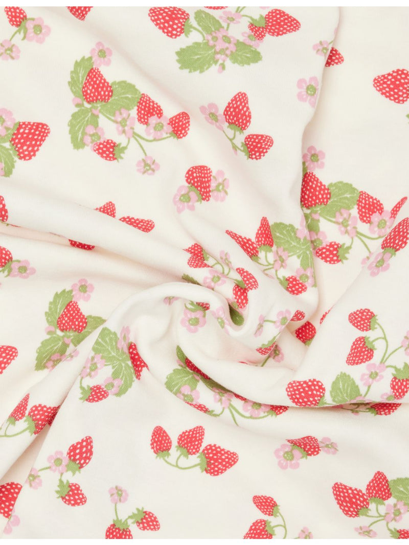 Sleepy Doe cotton baby blanket with strawberry print, UK version