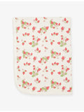 Sleepy Doe cotton baby blanket with strawberry print, UK version