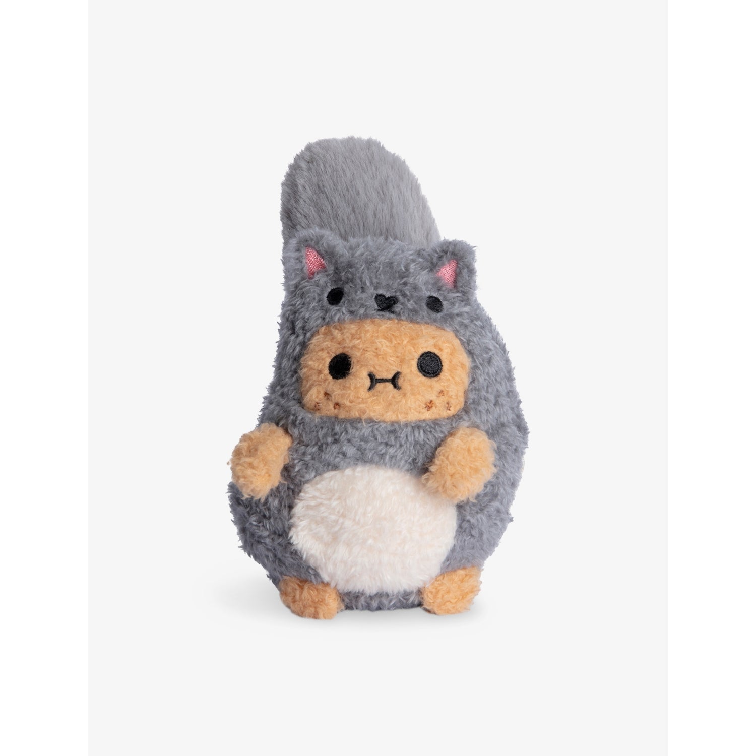Noodoll Grey Squirrel Ricespud mini sitting soft toy 13cm - British product