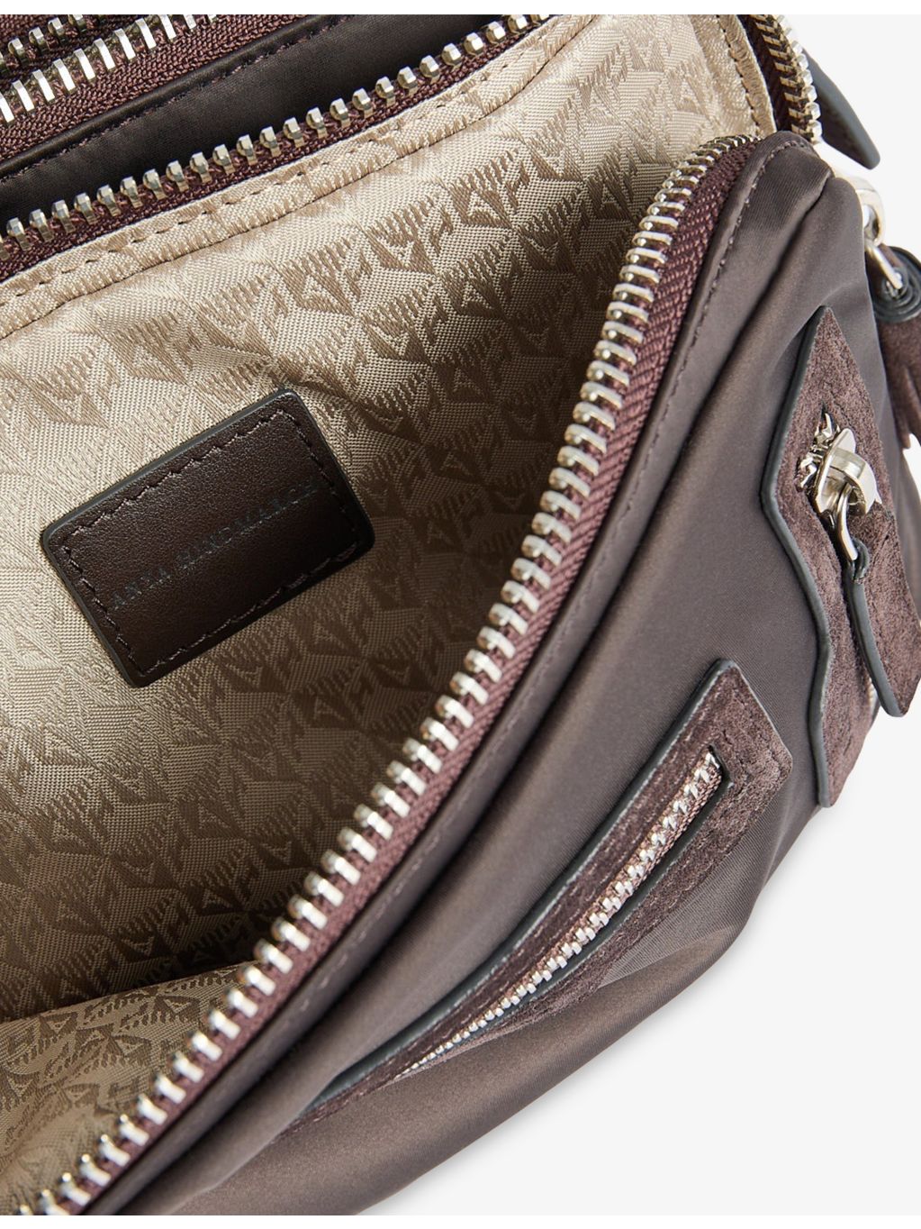Anya Hindmarch woven cross-body bag in nylon with three zips (British brand)