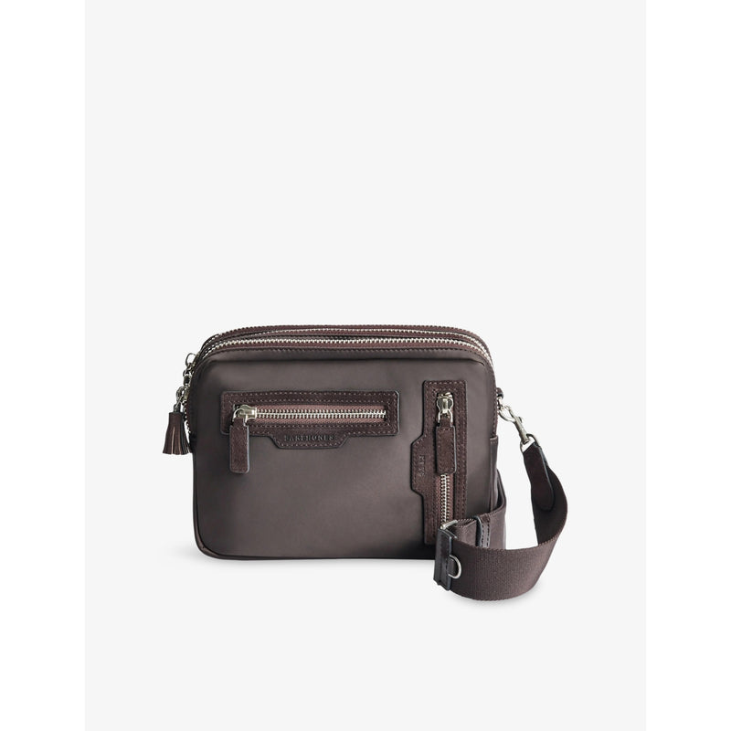 Anya Hindmarch woven cross-body bag in nylon with three zips (British brand)
