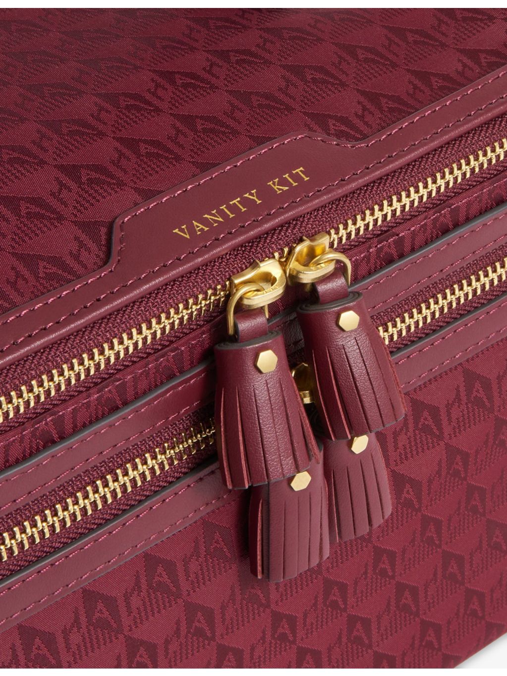 Anya Hindmarch woven cosmetics case logo jacquard, UK version